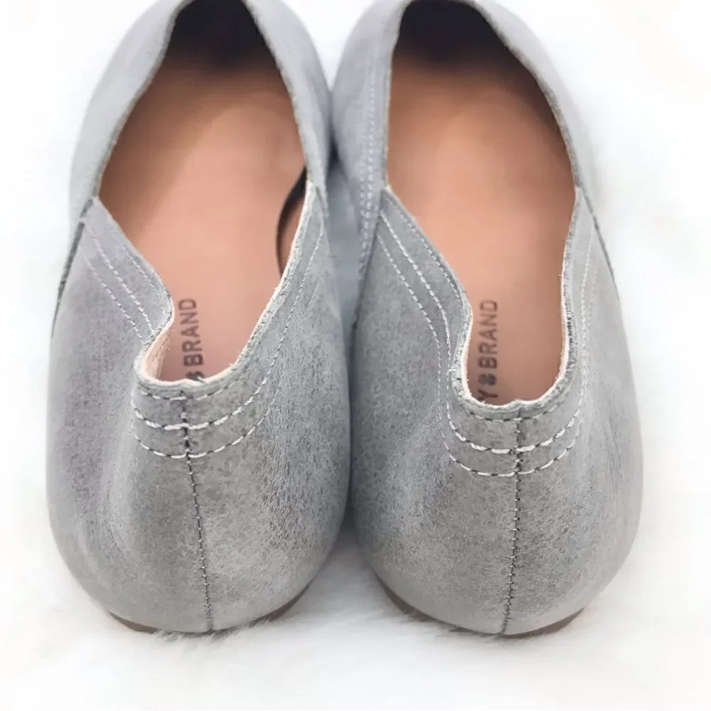 Lucky Brand ALBA Titanium Gray Leather Slip On Ballet Flats  New without Box